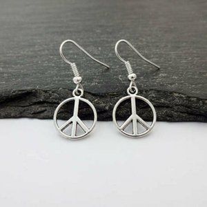 Peace Sign Silver Earrings